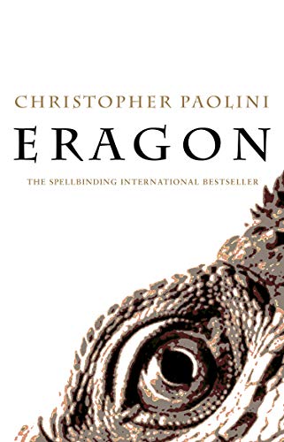 Book cover for "Eragon" featuring a dragon’s eye and author’s name.