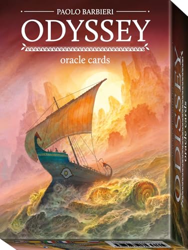 Odyssey Oracle Cards box art: a ship sailing stormy seas toward the sun.
