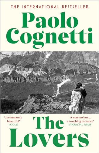 Book cover: couple embracing before a mountainous, black and white landscape.