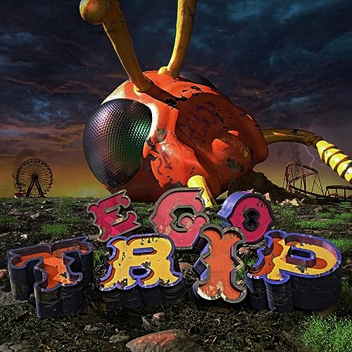 Album cover for Papa Roach’s “Ego Trip” featuring a large orange insect.