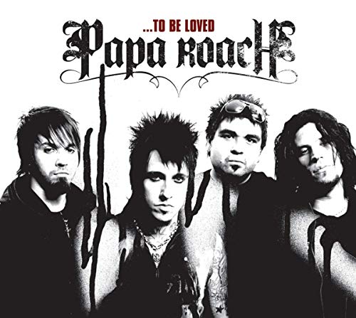 Black and white portrait of the four members of the band Papa Roach.