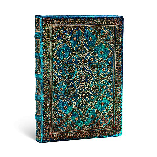 Blue and gold ornate journal with a textured, decorated cover.