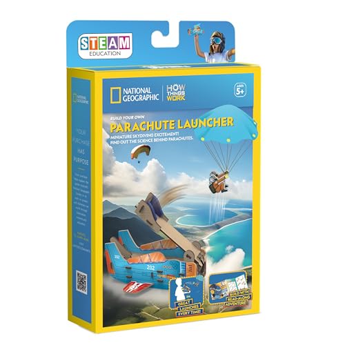 Parachute Launcher" kit box with a miniature plane and skydiver illustration.