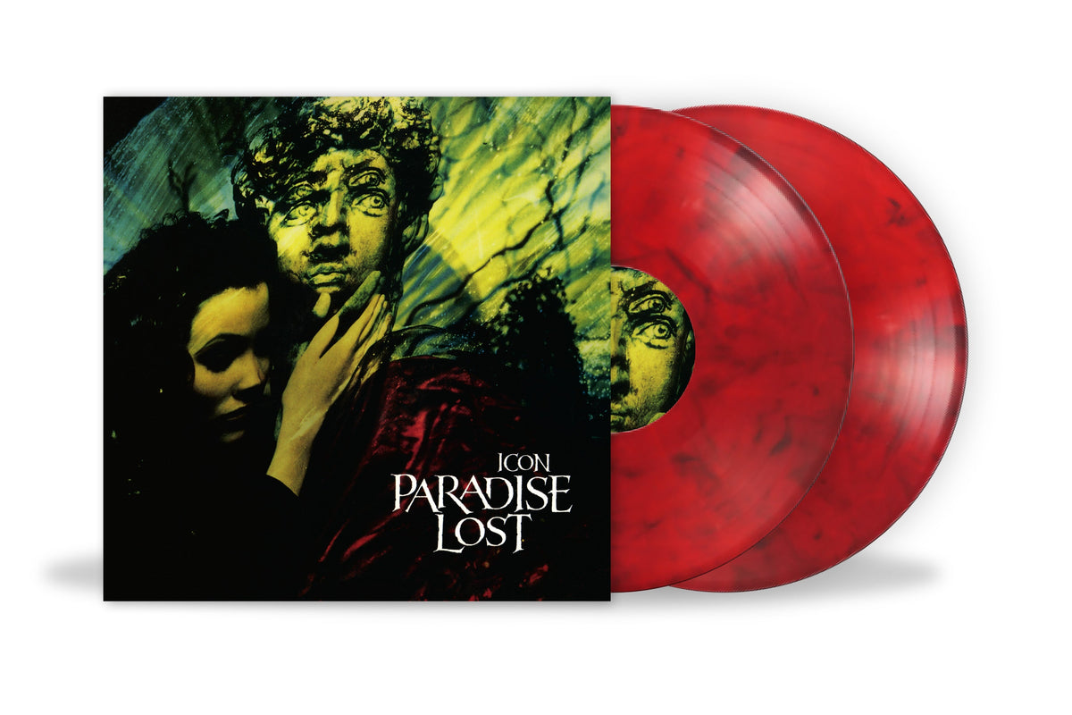 Red vinyl record and album cover for Paradise Lost’s “Icon.”