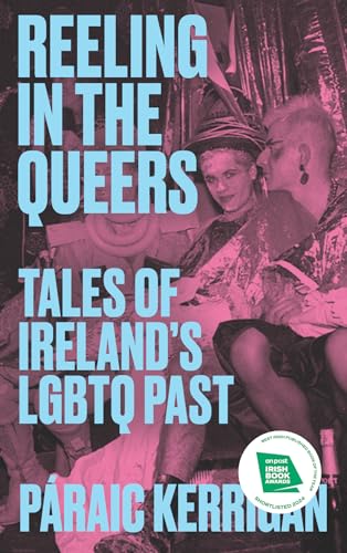 Book cover featuring a pink-tinted photo of two people with light blue text overlay.