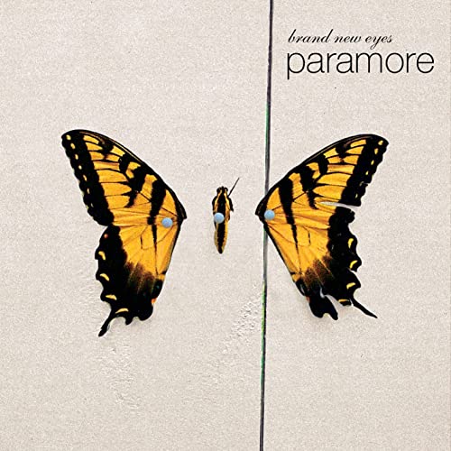 Paramore’s “Brand New Eyes” album cover featuring a butterfly on white.