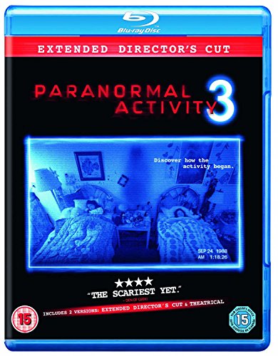 Paranormal Activity 3" Blu-ray cover with a glowing, distorted bedroom scene.