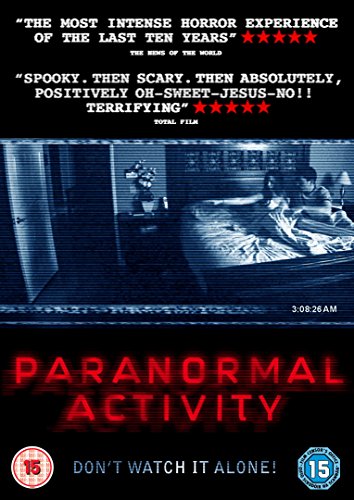 Paranormal Activity" DVD cover featuring a distorted bedroom scene and red title text.