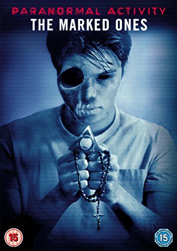 "Paranormal Activity: The Marked Ones DVD cover featuring a man with a demonic eye."
