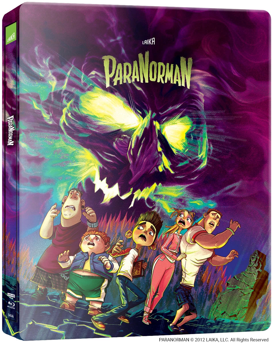 ParaNorman" Steelbook Blu-ray cover featuring a boy and fleeing figures.