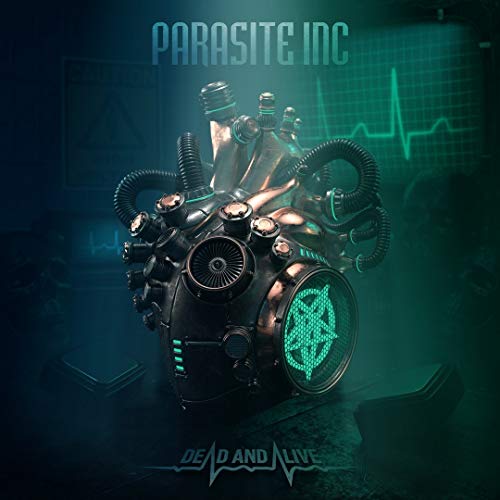 Cyberpunk mechanical heart with tubes, album cover for Parasite Inc.