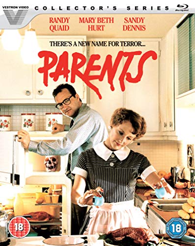 Blu-ray cover art for the film Parents featuring a man and woman in kitchen.