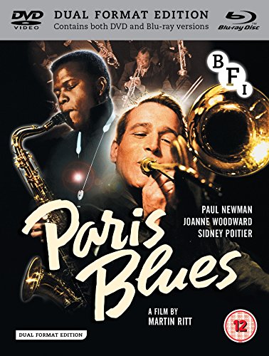 Movie poster with two men playing saxophones on a dark background with text.