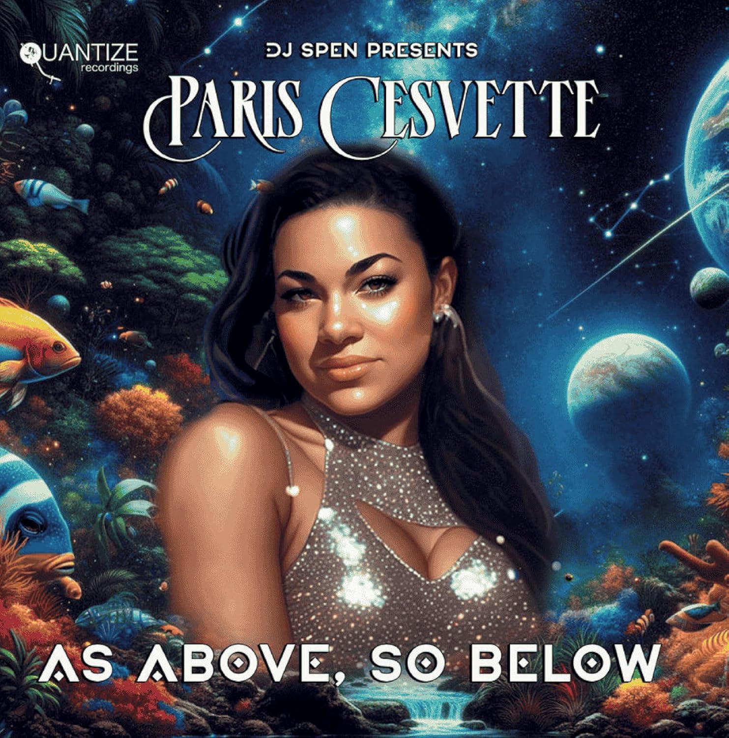 Album cover for Paris Cesvette’s “As Above. So Below” featuring a woman’s portrait.