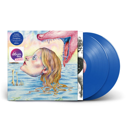 Blue vinyl LP of Paris Paloma’s “Cacophony” with surreal album art.