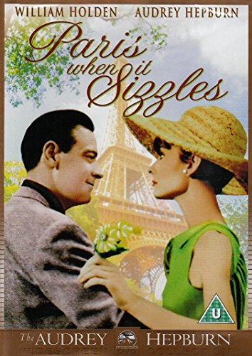DVD cover for Paris When It Sizzles featuring William Holden and Audrey Hepburn in Paris.