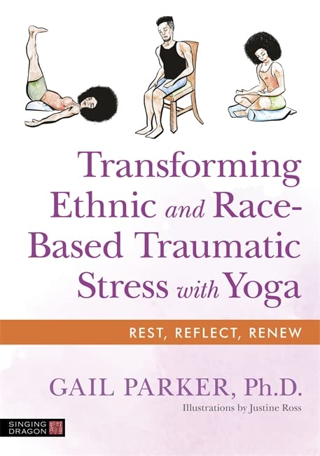 Book cover with illustrations of people in yoga poses and title text.