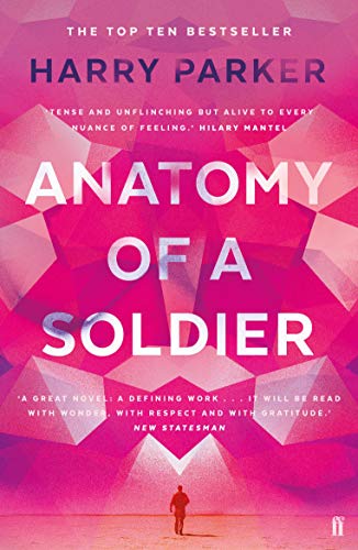 Book cover: "Anatomy of a Soldier" with abstract pink and purple design.