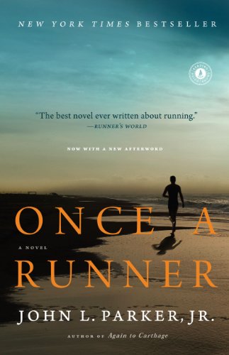 Book cover: "Once a Runner" with a silhouetted runner on a beach.