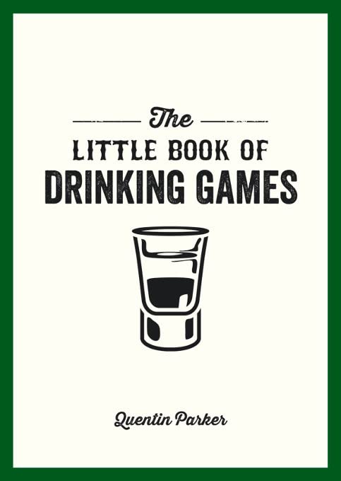 Book cover titled The Little Book of Drinking Games with a shot glass illustration.