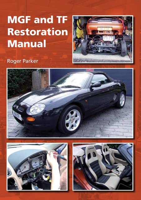 Book cover featuring MGF and TF cars, restoration details, and tools.
