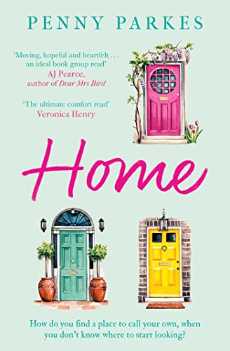 Book cover with painted doors and floral accents, titled "Home.