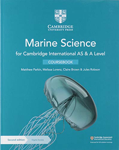 Blue textbook cover for Cambridge International Marine Science coursebook.