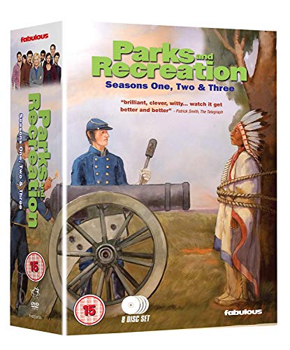 "Parks and Recreation" DVD box set with a historical scene on the cover.