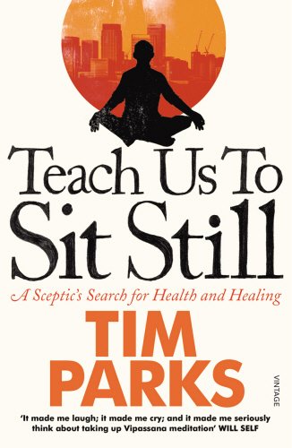 Book cover: silhouette meditating against a city skyline, orange and cream tones.