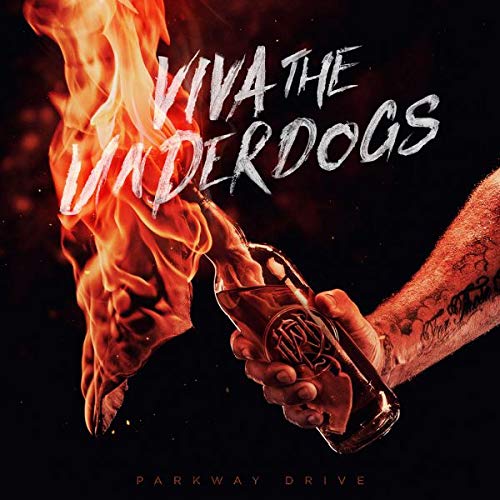 Vinyl record album cover with flaming fists and white text on a black background.
