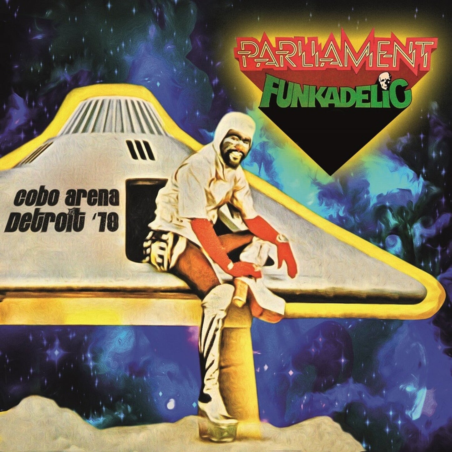 Album cover featuring a man in a white space suit against a cosmic background.