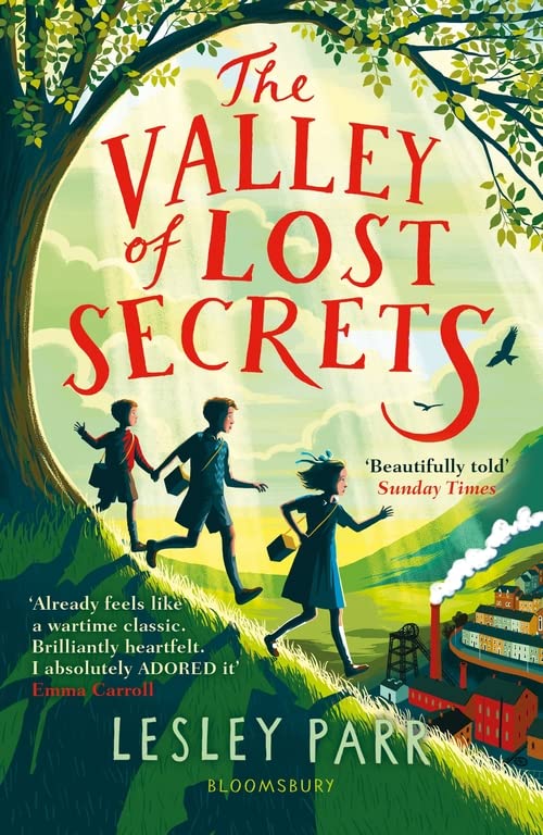 Book cover: children running through a field towards a distant building.