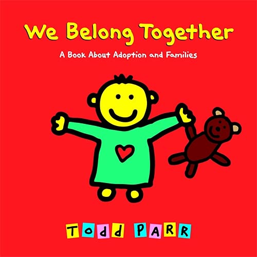Book cover with a yellow child holding a teddy bear on a red background.
