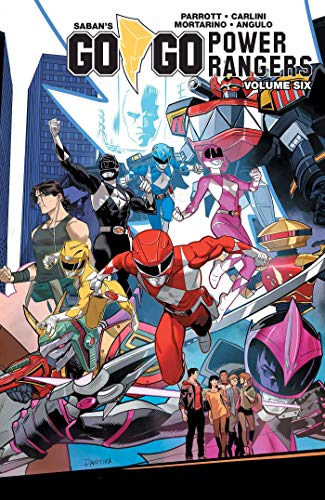 Power Rangers comic book cover featuring heroes in action poses.