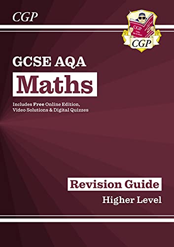 Red GCSE Maths AQA revision guide with white text and crest.