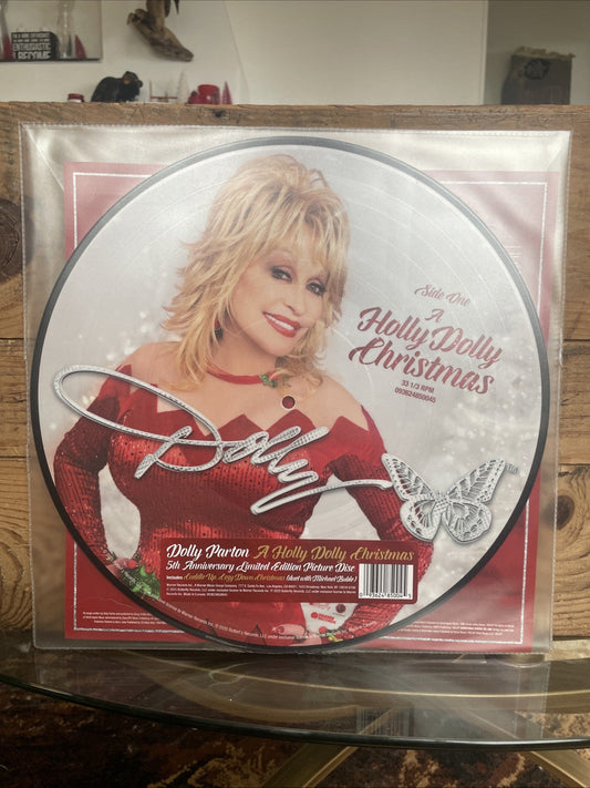 Dolly Parton’s “A Holly Dolly Christmas” picture disc vinyl record.