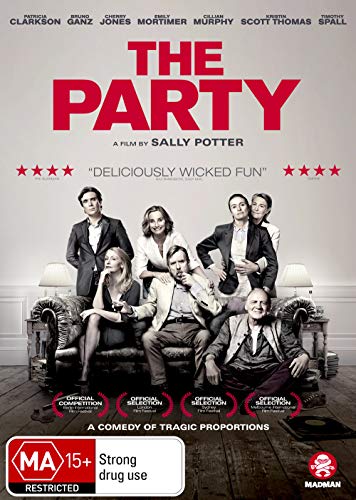 DVD cover for "The Party" featuring a group of people in a living room.
