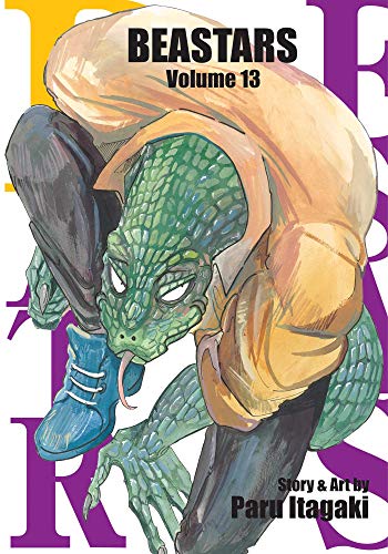 BEASTARS Volume 13 cover featuring a green lizard character in clothing.