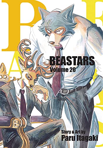 Manga cover featuring a wolf and a deer in suits against a yellow background.
