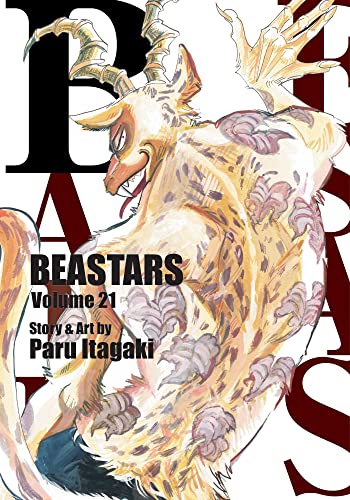 Manga cover of Beastars Volume 21 featuring a horned, spotted anthropomorphic creature.
