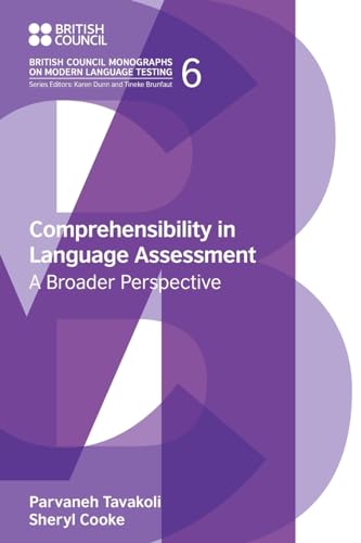 Purple book cover with white text: "Comprehensibility in Language Assessment.