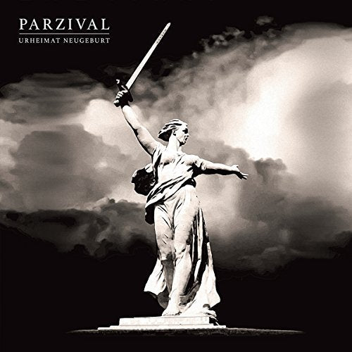 Black and white album cover featuring a statue raising a sword.