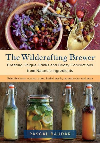 Book cover featuring a bowl of dried ingredients above bottles of homemade herbal drinks.