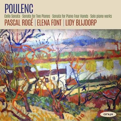 CD cover for Poulenc sonatas performed by Rogé, Blijdorp, and Font.
