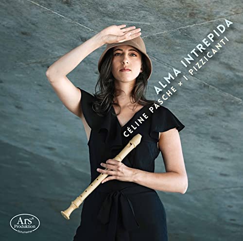 Woman with recorder, album cover for “Alma Intrepida” by Pasche Celine.