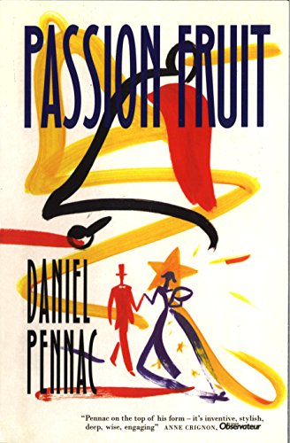 Book cover: "Passionfruit" by Daniel Pennac, with abstract yellow and red art.