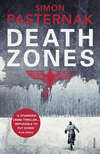Book cover: "Death Zones" by Simon Pasternak, with a red bird image.