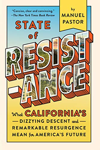 Book cover with bold text "State of Resistance" and California imagery.