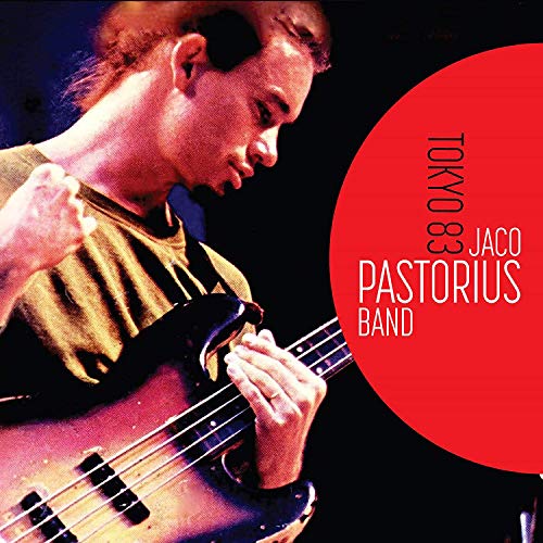 "CD cover with Jaco Pastorius playing bass, red circle with 'Tokyo 83 Jaco Pastorius Band' text."