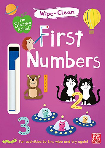Wipe-clean book cover with numbers, animals, and a blue pen.
